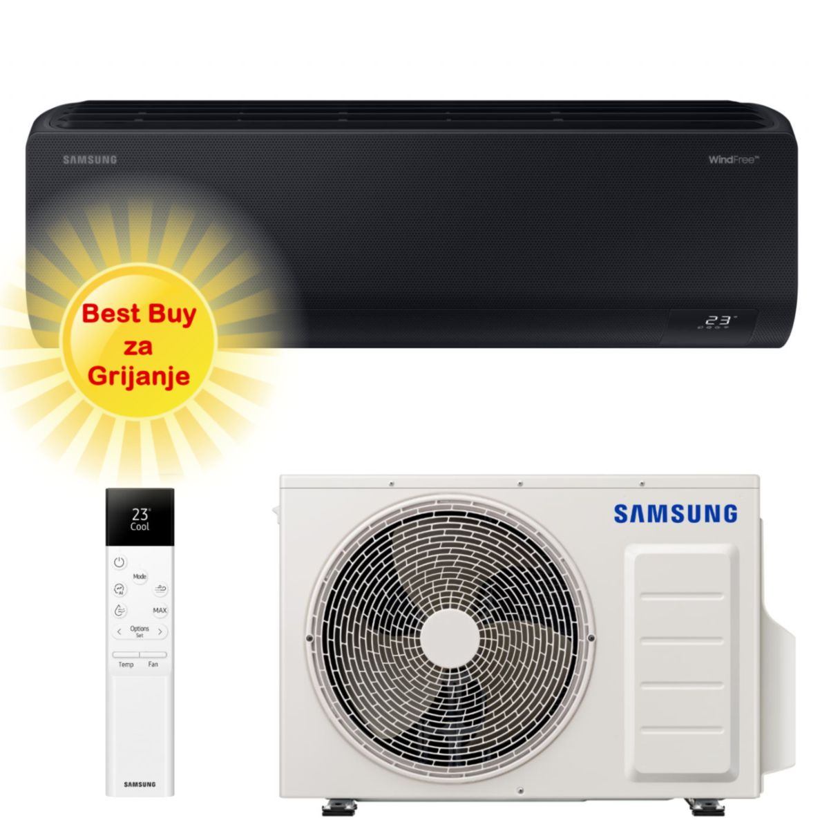 SAMSUNG KLIMA UREĐAJ 2,0kW - AR70F07C1ABN, za prostor do 20m2, A+++ energetska klasa