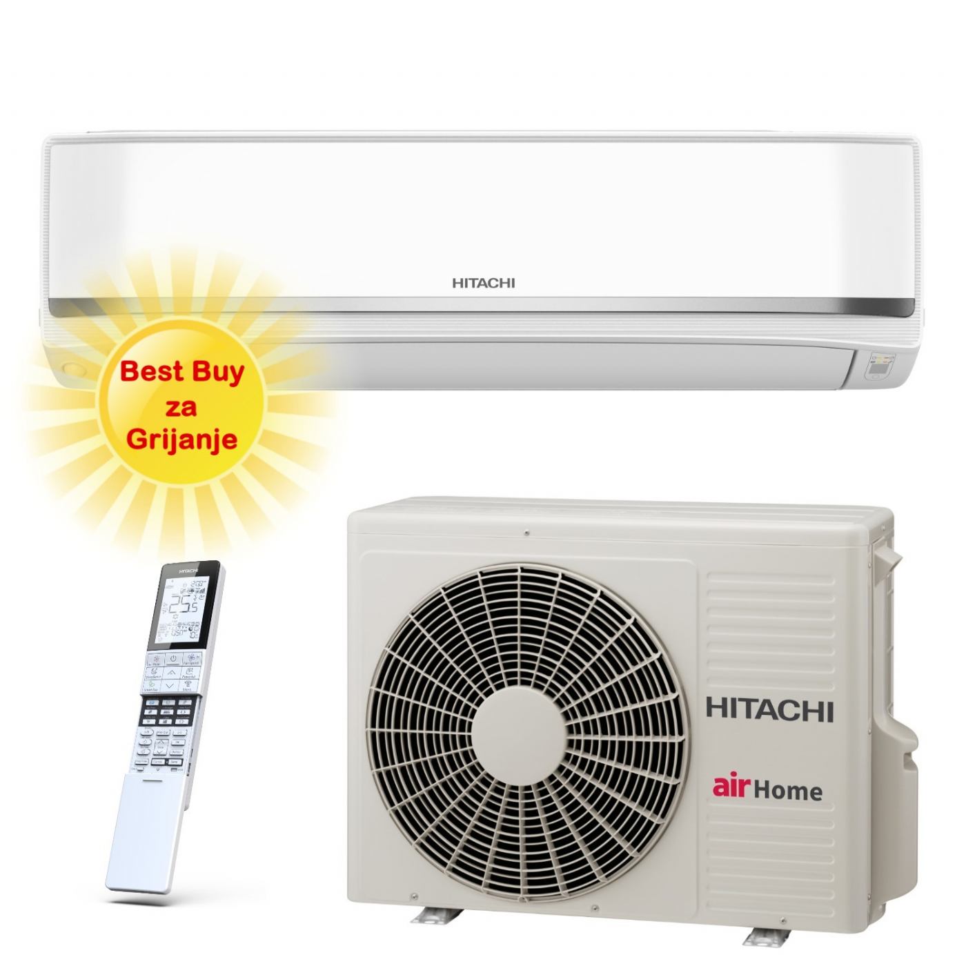 HITACHI KLIMA UREĐAJ 2,5 kW - RAC-XJ25WHAE/RAK-XJ25RHAE - AIRHOME 800, za prostor do 25m2, A+++ energetska klasa, R-32