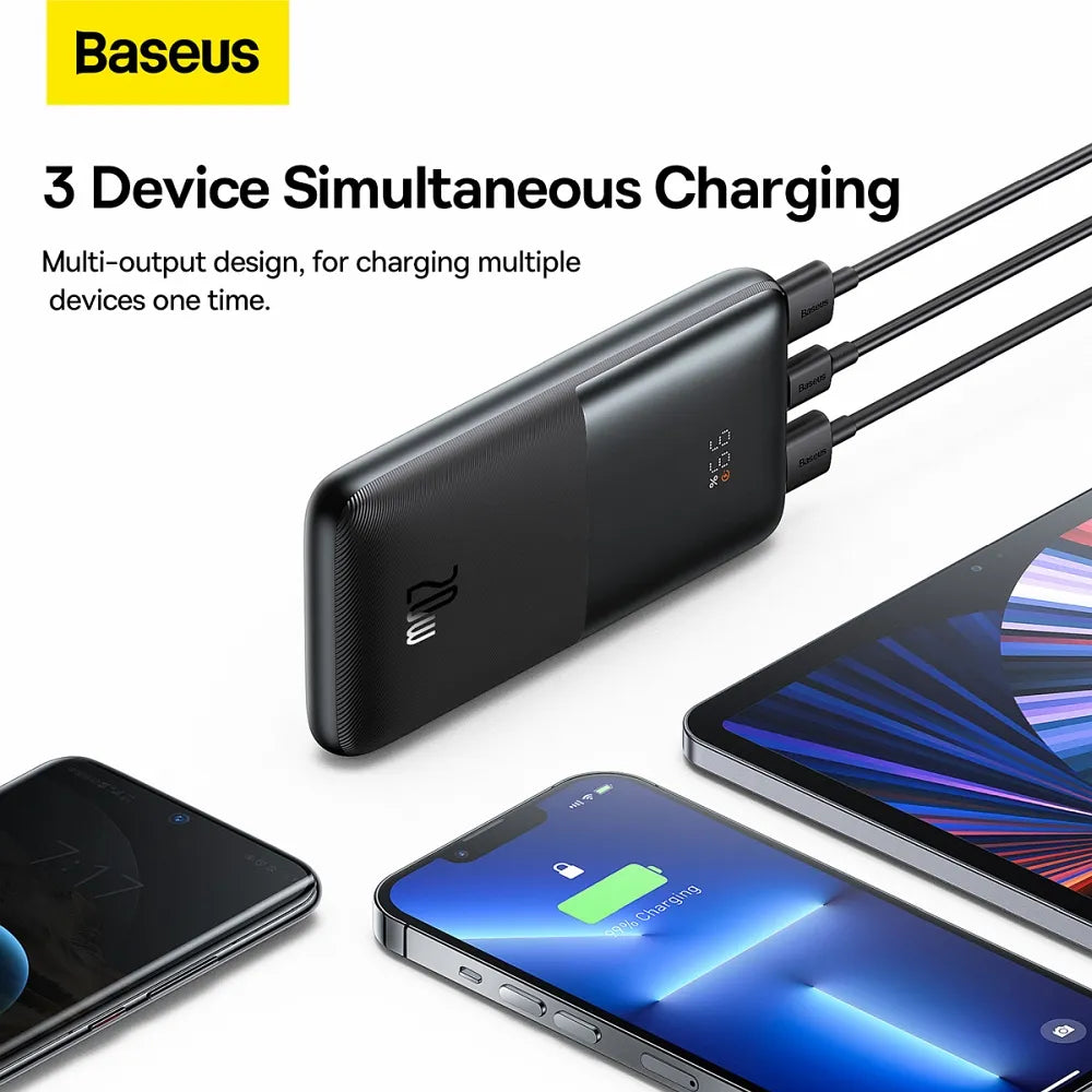 BASEUS powerbank 10.000 mAh + USB A na tip C PD QC3.0 3A 20W PPBD040201 črni