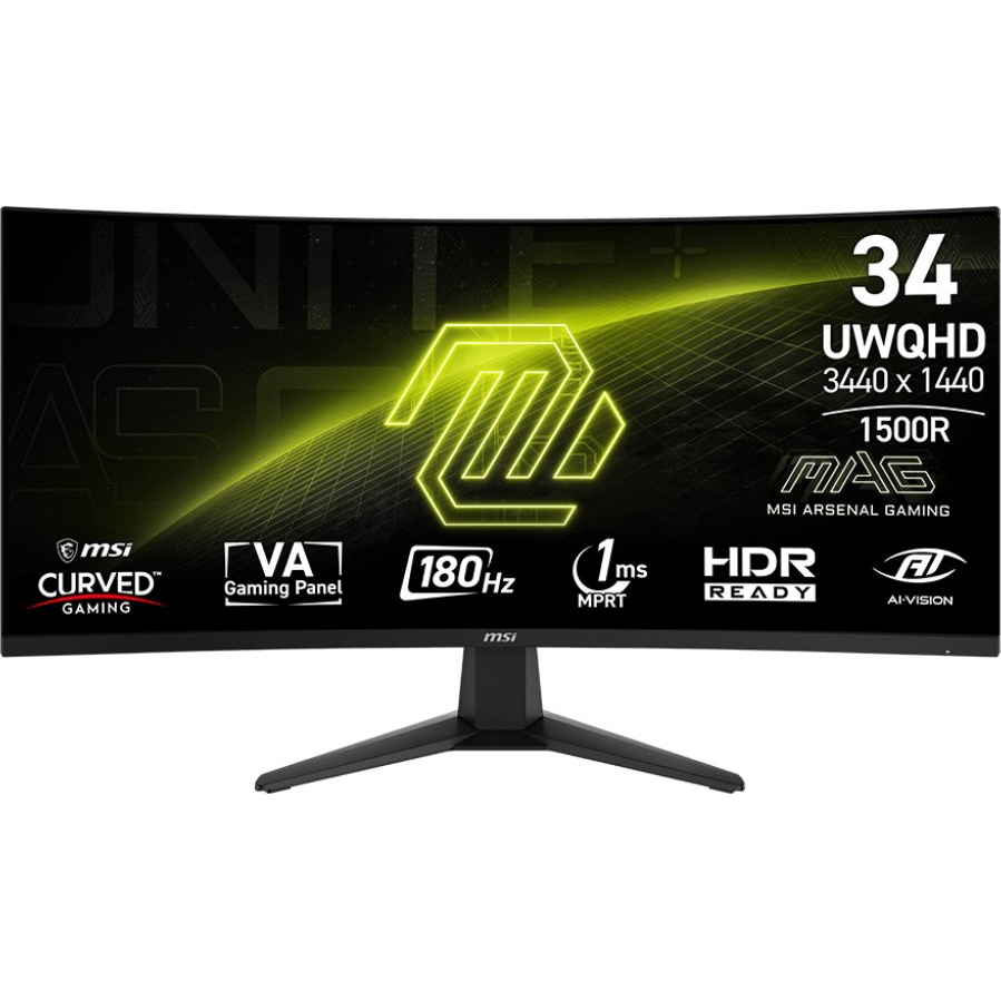 MSI MAG 346CQ računalni monitor 86,4 cm (34") 3440 x 1440 pikseli UltraWide Dual Quad HD LCD Crno
