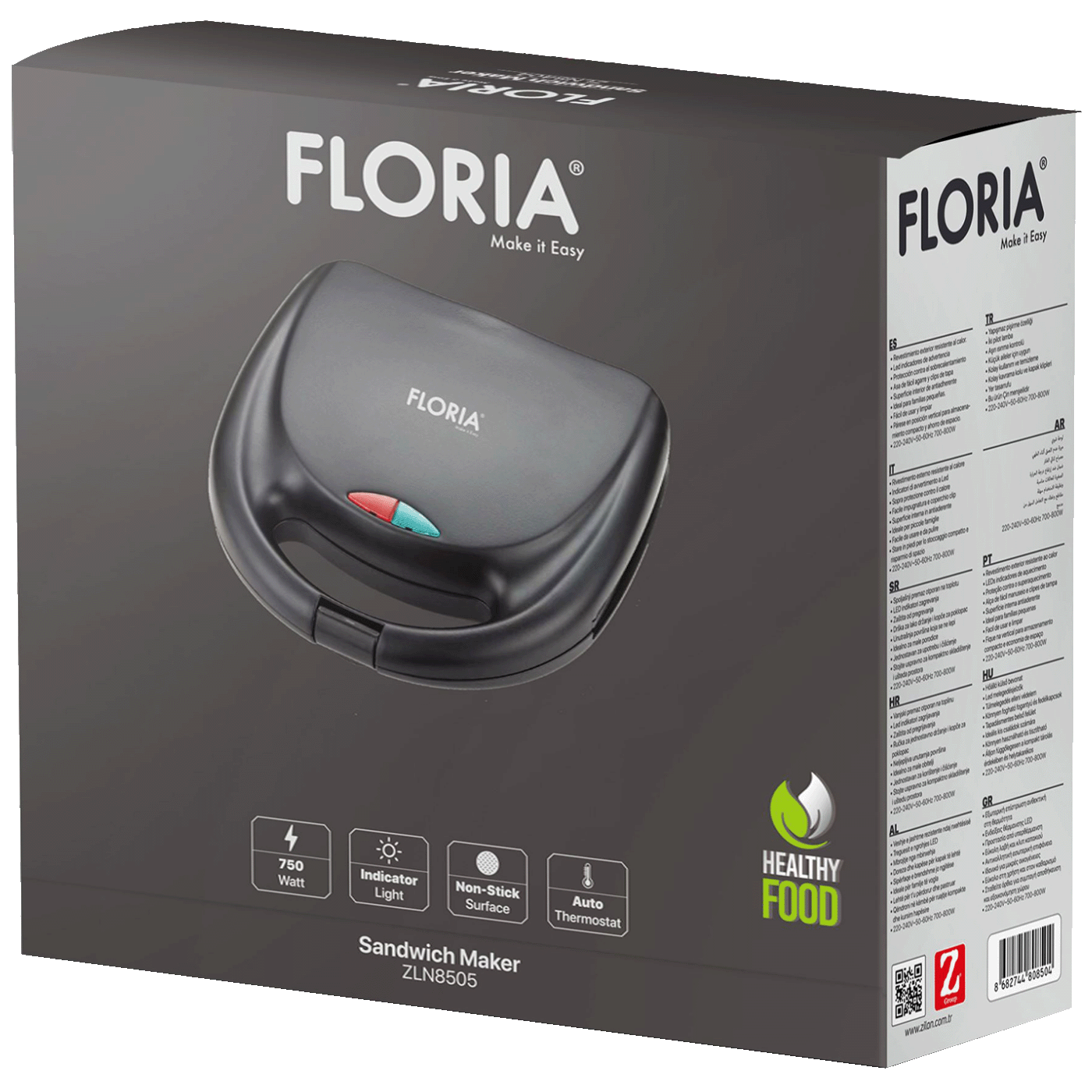 Floria Sendvič Toster, LED indikator, 800 W - ZLN8505