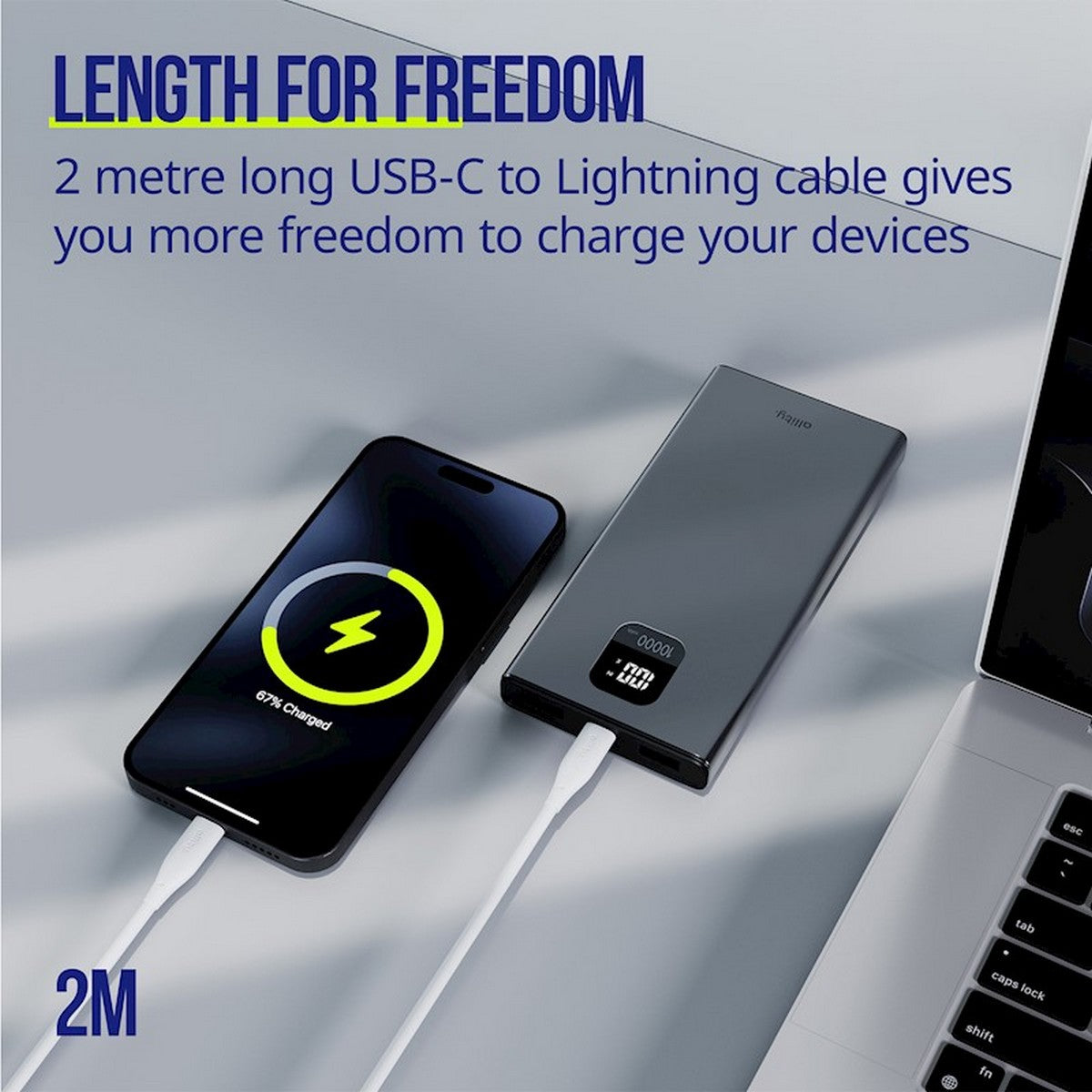 ALLITY kabel AUC-02 USB-C - Lightning 2,0 m 27W BIJELI
