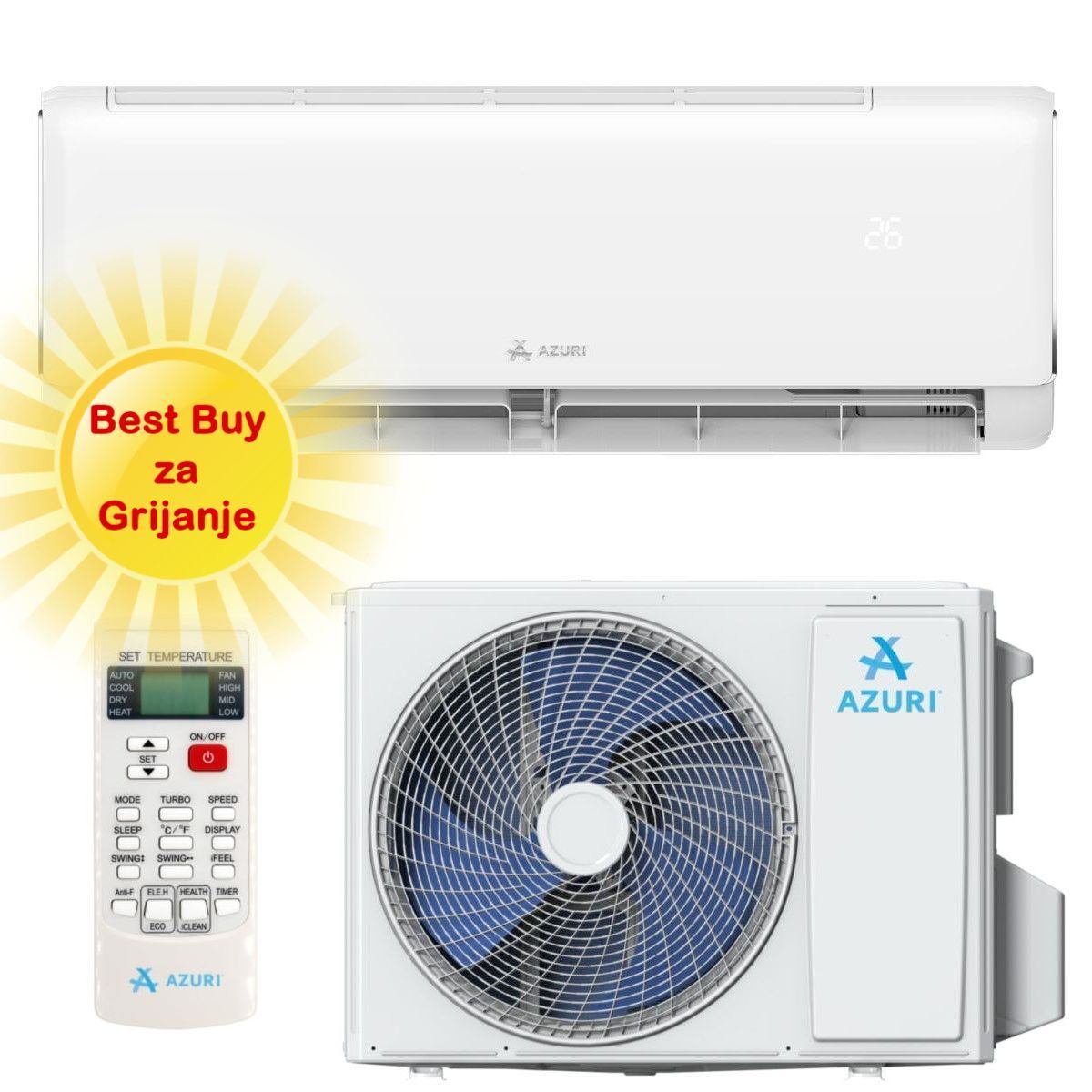 AZURI KLIMA UREĐAJ 5,0 kW AZI-WK50XA- Aries Inverter, za prostor do 50m2, A++ energetska klasa, Wi-Fi, R-32