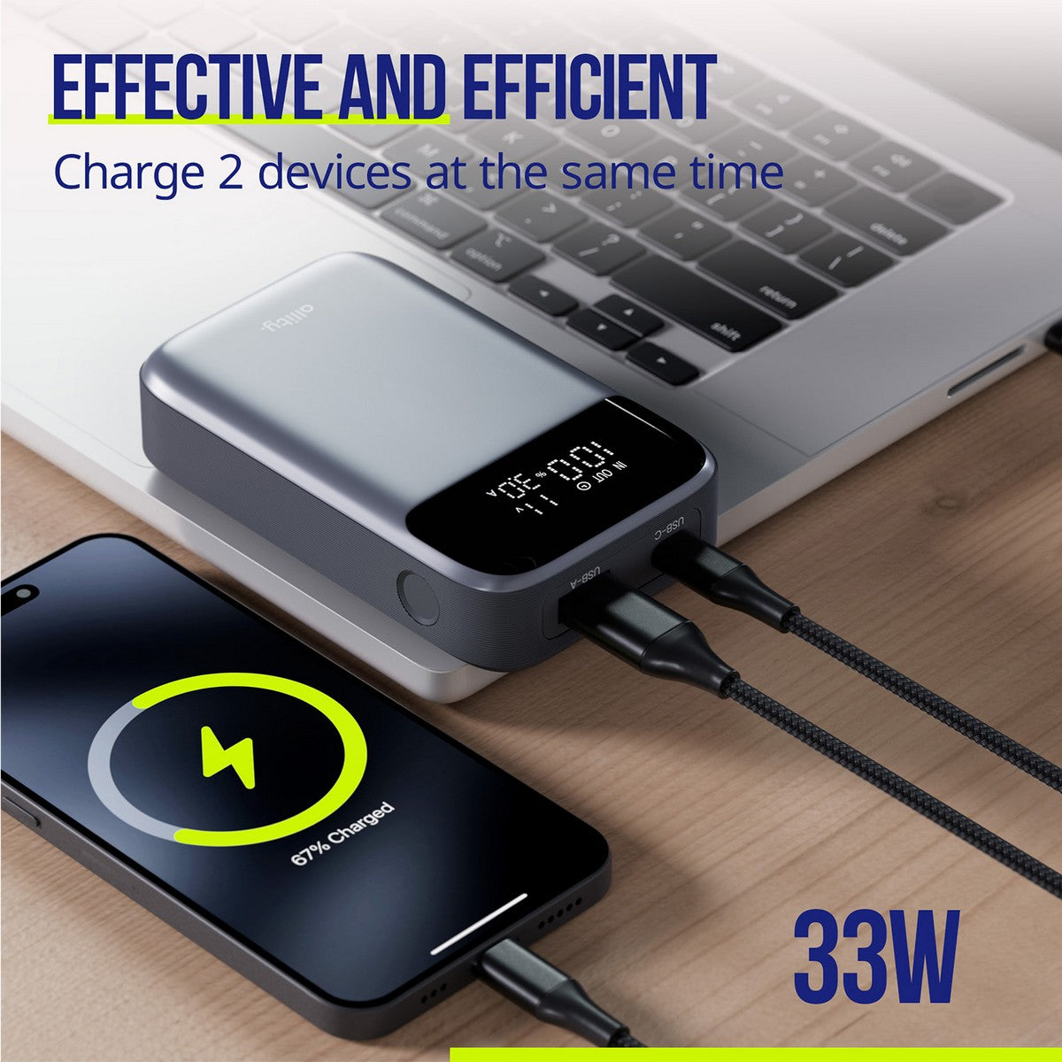 ALLITY prijenosna baterija APB-200 PD 33W 10000 mAh siva