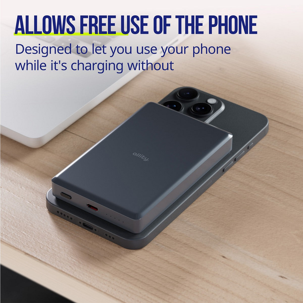 ALLITY bežična power bank baterija APB-300 PD QC 20W 10000 mAh magnetska siva