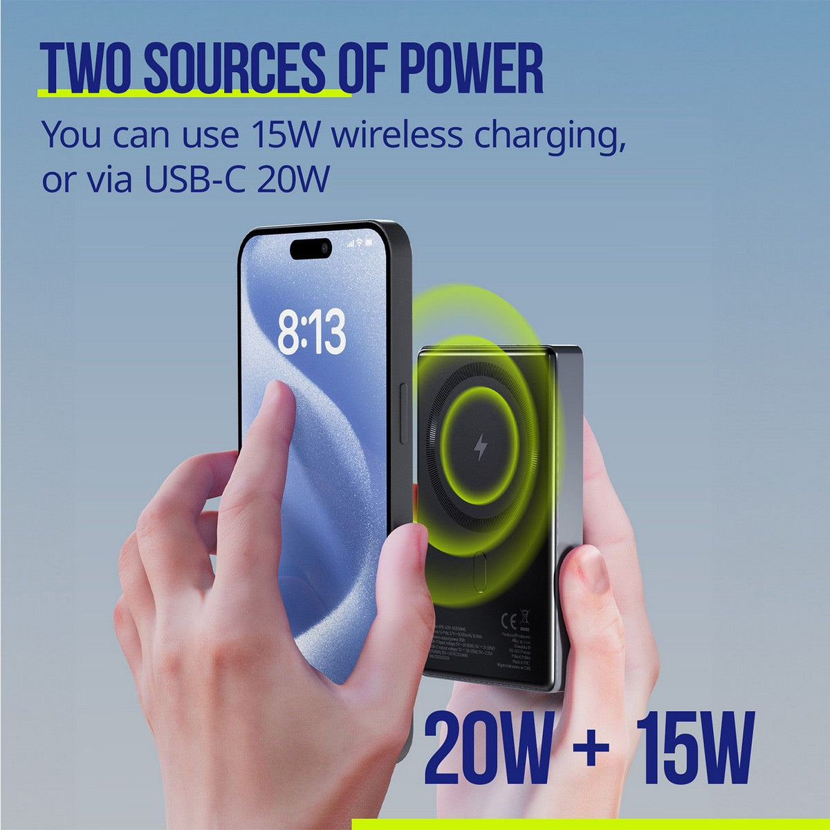 ALLITY bežična power bank baterija APB-300 PD QC 20W 10000 mAh magnetska siva