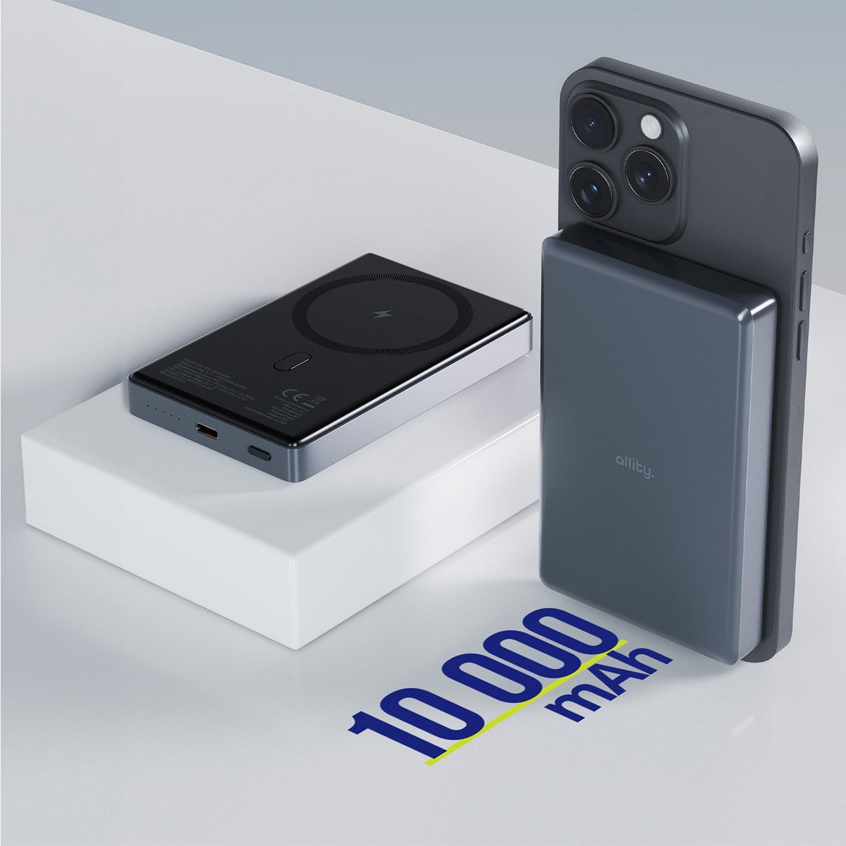 ALLITY bežična power bank baterija APB-300 PD QC 20W 10000 mAh magnetska siva