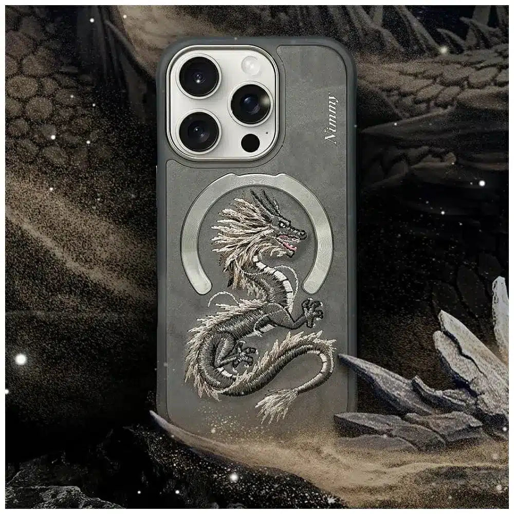 NIMMY DRAGON ovitek, združljiv z MagSafe, za iPhone 16 Pro Max siv