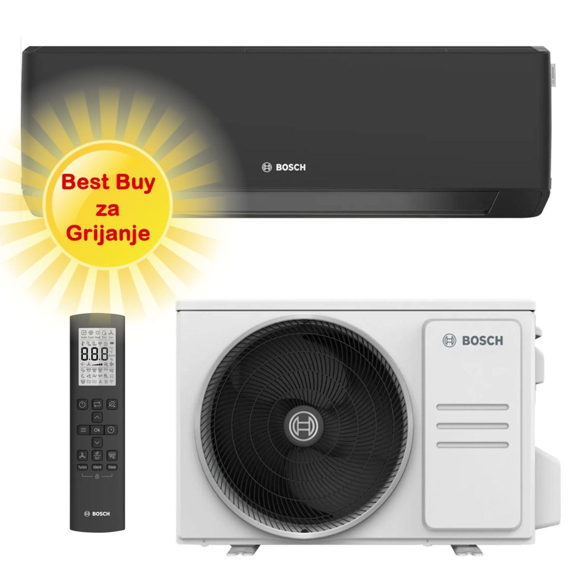 BOSCH KLIMA UREĐAJ 4,0 kW CL7000-Set 41 WE, za prostor do 40m2, A+++ energetska klasa, R32