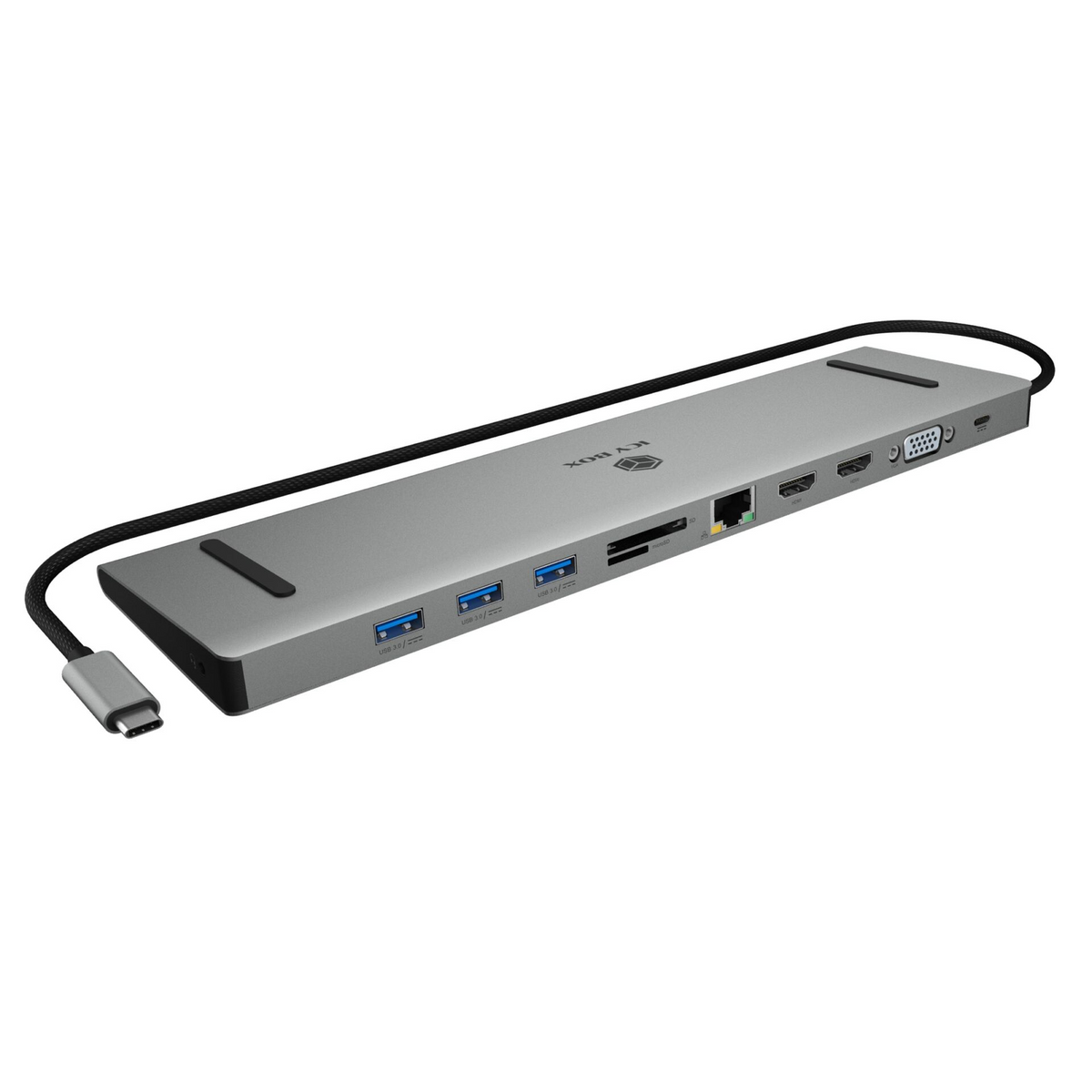 ICY BOX IB-DK2106a-CPD Žičano USB 3.2 Gen 1 (3.1 Gen 1) Type-C Antracit, Crno