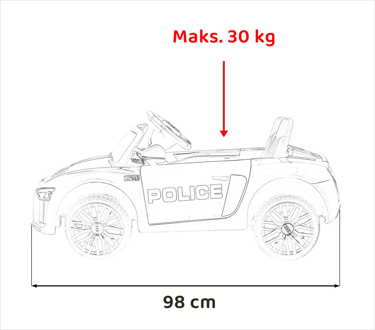 Licencirani auto na akumulator Audi R8 Spyder Police