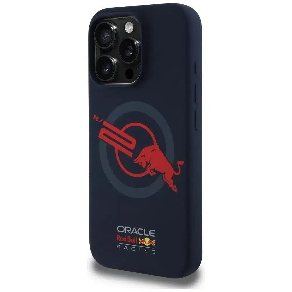 RED BULL iPhone 16 Pro ovitek, združljiv z MagSafe (Silicon ORBR20 Logo Red Lining), temno moder