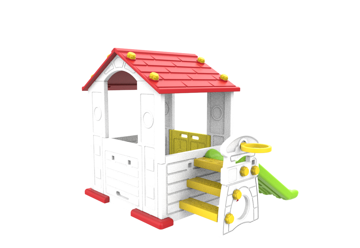 Dječja kućica s toboganom Cottage 3u1 - crveni krov