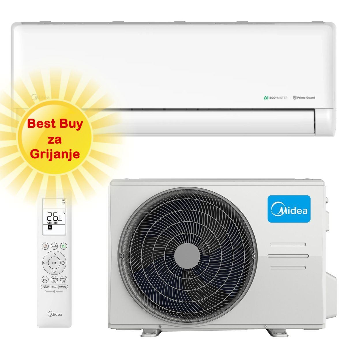MIDEA KLIMA UREĐAJ 6,1kW EZ-21RD6-I/EZ-21RD6H-O Solstice, za prostor do 60m2, A+++ energetska klasa