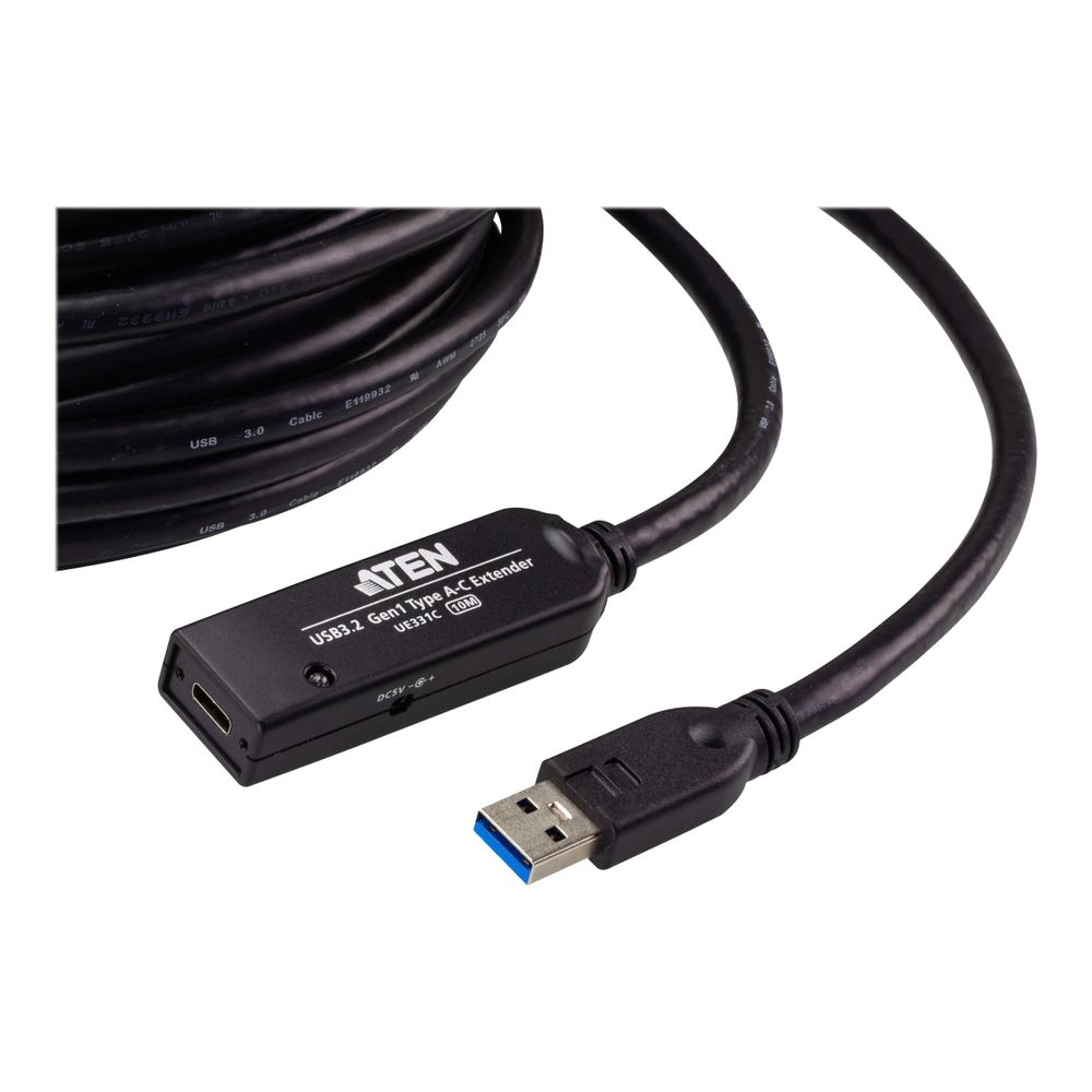 ATEN UE331C-AT-G USB kabel 10 m USB 3.2 Gen 1 (3.1 Gen 1) USB A USB C Crno