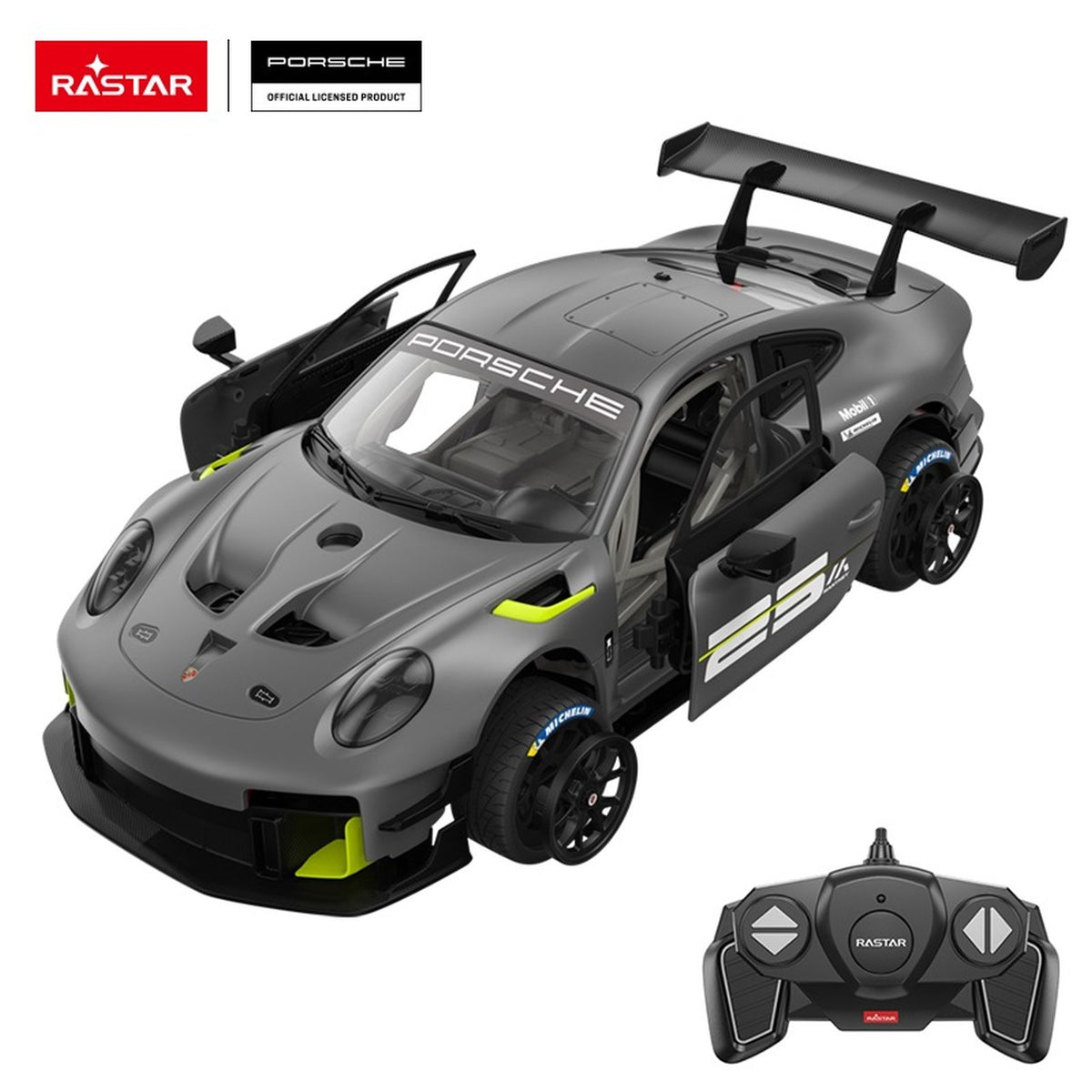 Licencirani auto na daljinsko upravljanje 1:18 Porsche 911 GT2 RS Clubsport RASTAR - sivi