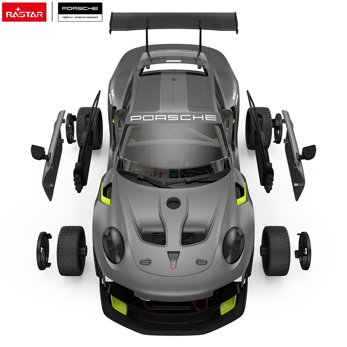 Licencirani auto na daljinsko upravljanje 1:18 Porsche 911 GT2 RS Clubsport RASTAR - sivi