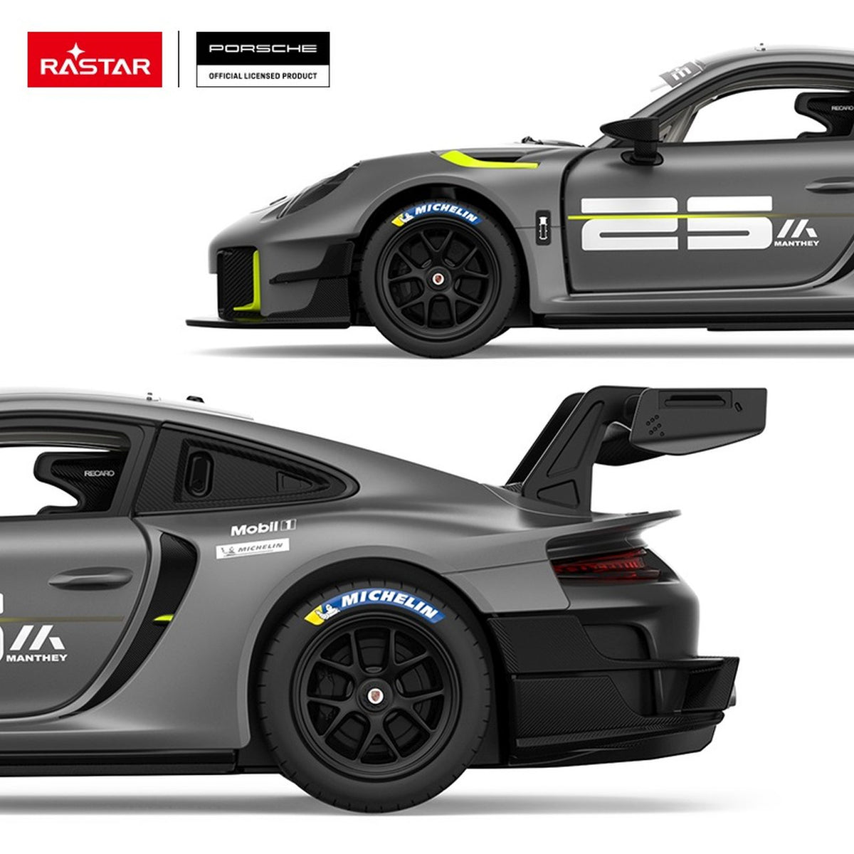 Licencirani auto na daljinsko upravljanje 1:18 Porsche 911 GT2 RS Clubsport RASTAR - sivi