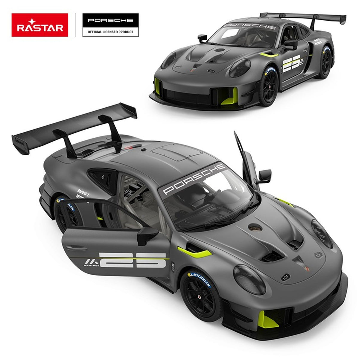 Licencirani auto na daljinsko upravljanje 1:18 Porsche 911 GT2 RS Clubsport RASTAR - sivi