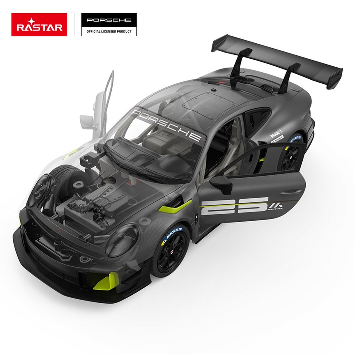 Licencirani auto na daljinsko upravljanje 1:18 Porsche 911 GT2 RS Clubsport RASTAR - sivi