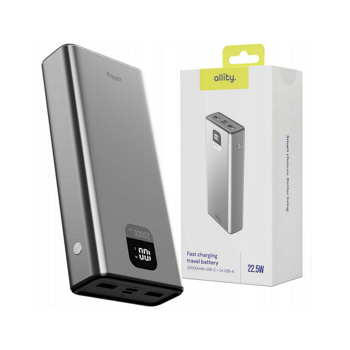 ALLITY prijenosna baterija APB-100 QC 22.5W 20000 mAh siva