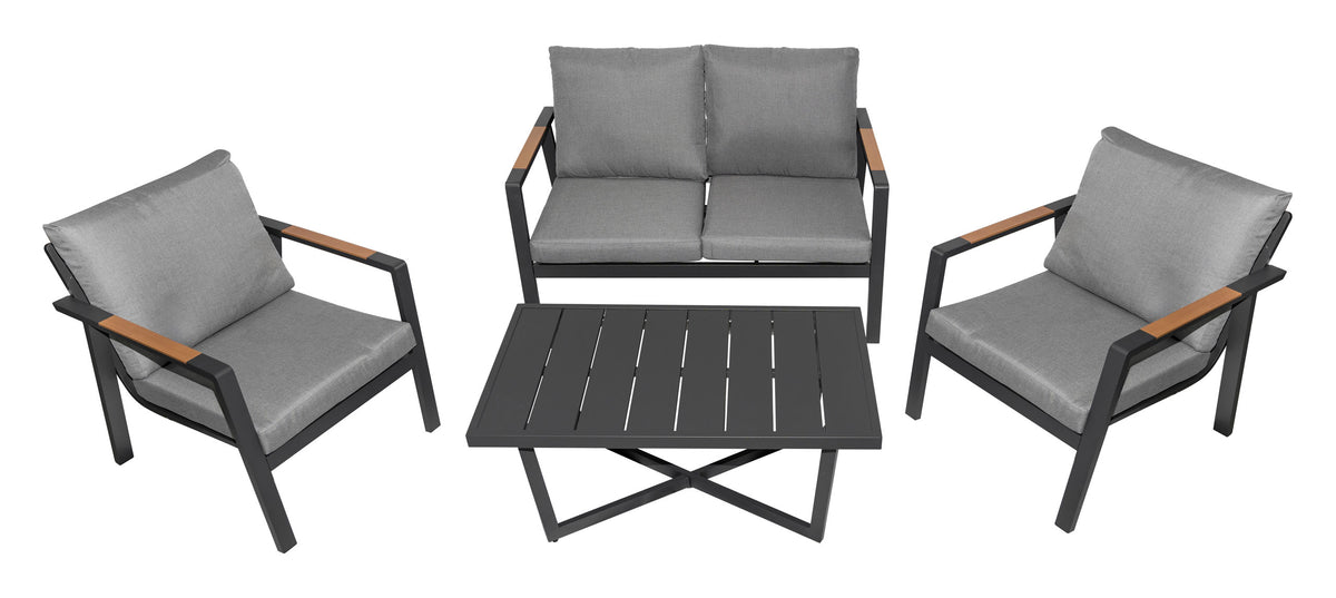 Aluminijska vrtna garnitura - sofa + 2 fotelje + stol