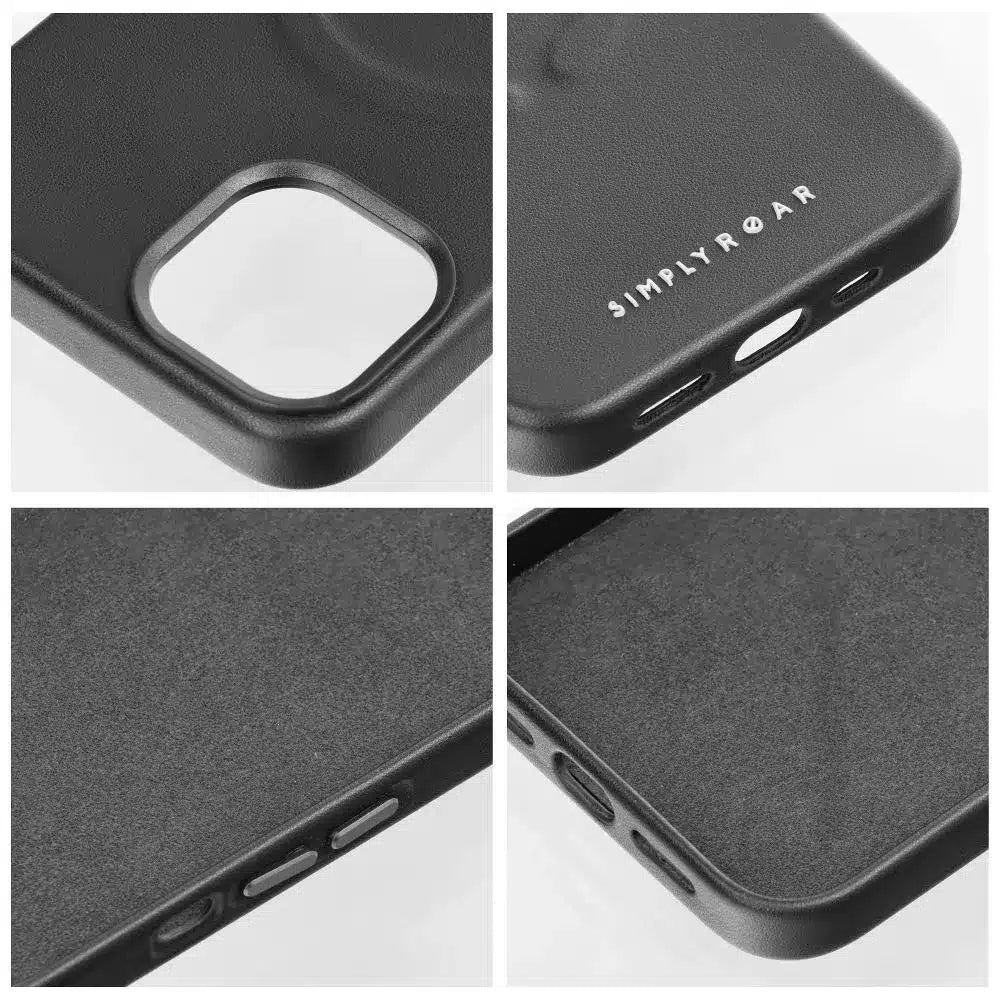 Roar usnjena Mag Case maska, združljiva z MagSafeom – za iPhone 14 Plus črna