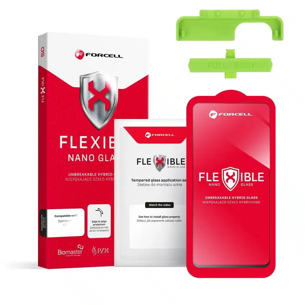 Forcell Flexible 5D - hibridno steklo za Samsung Galaxy S10 črno (Hot Bending) - deluje čitalnik