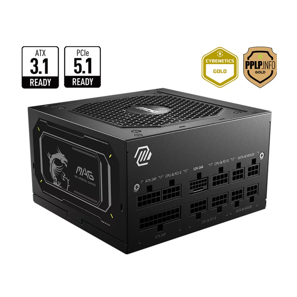 MSI MAG A850GL PCIE5 II jedinica za napajanje 850 W 20+4 pin ATX ATX Crno