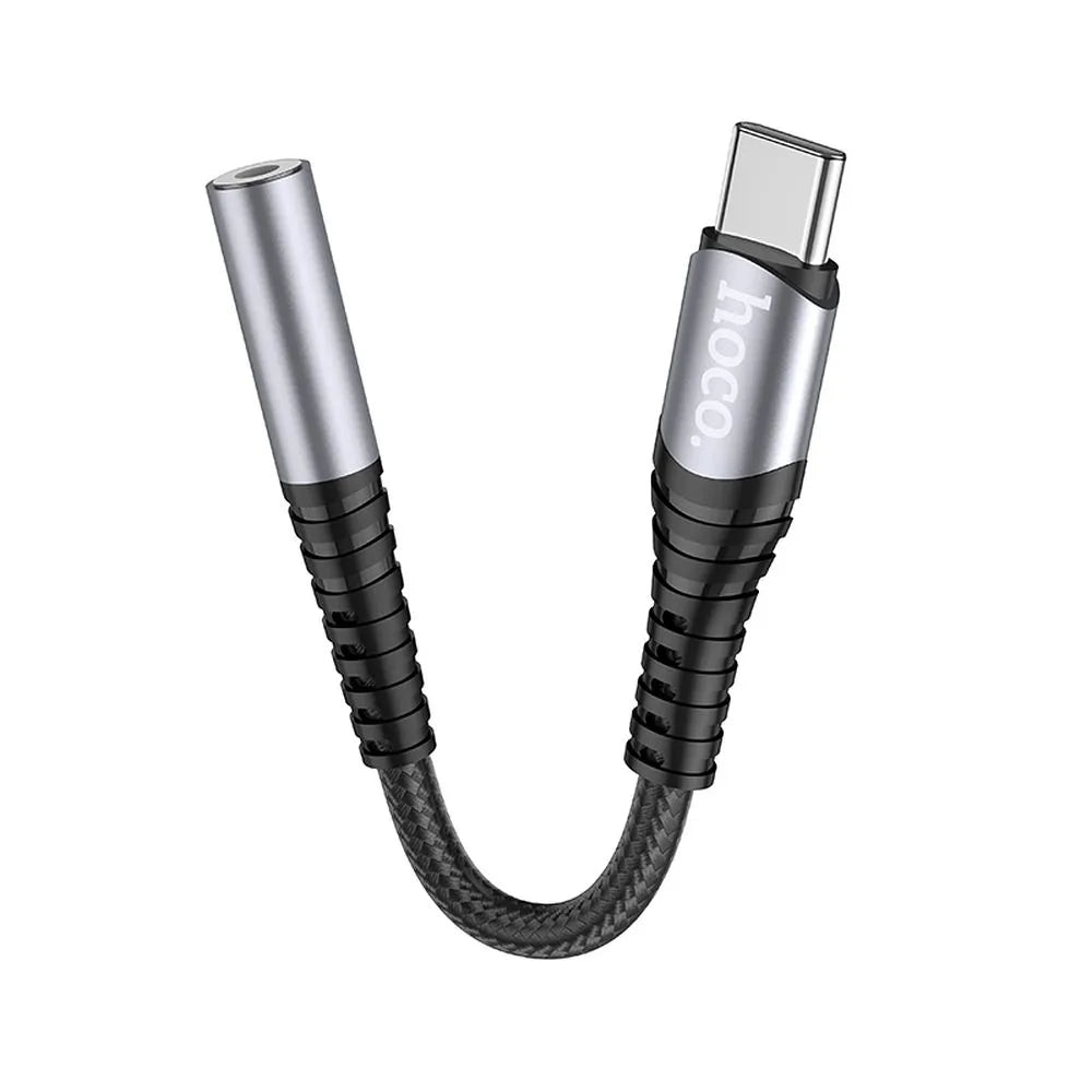 Hoco LS33 AUX priključek 3,5 mm na USB C adapter siv