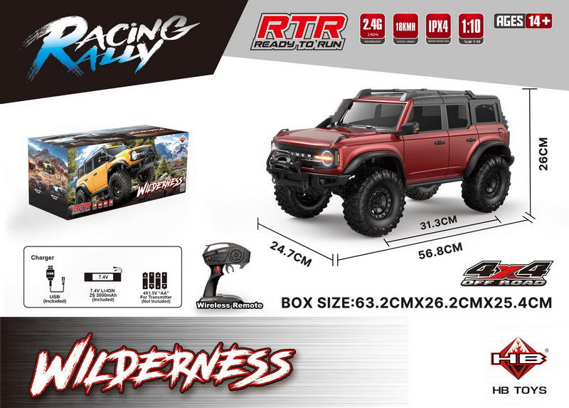 Auto na daljinsko upravljanje WILDERNESS R/C 1:10  - crveni
