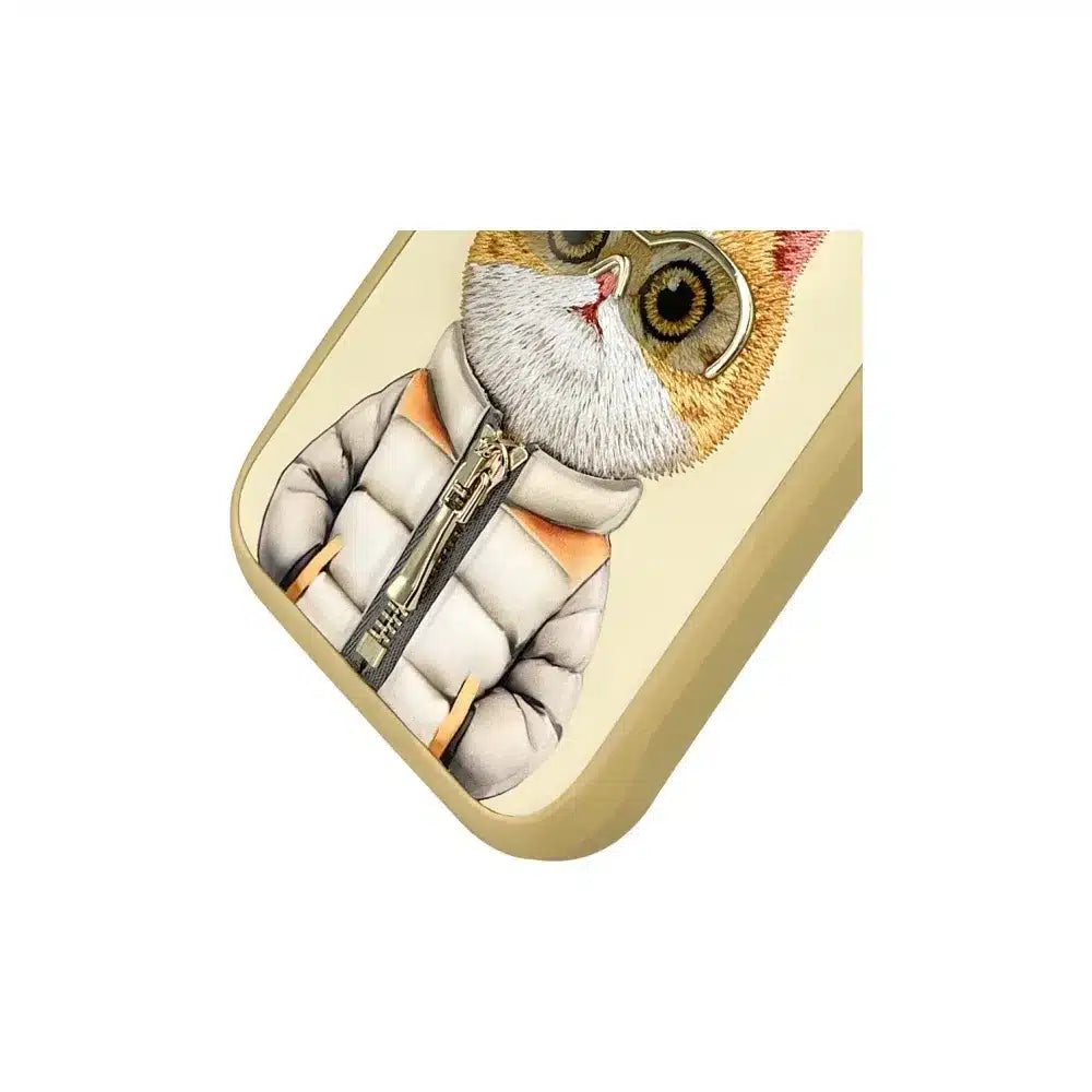 Maska NIMMY COOL & CUTE 2.0 z motivom mačke za iPhone 16 Pro Max - kaki