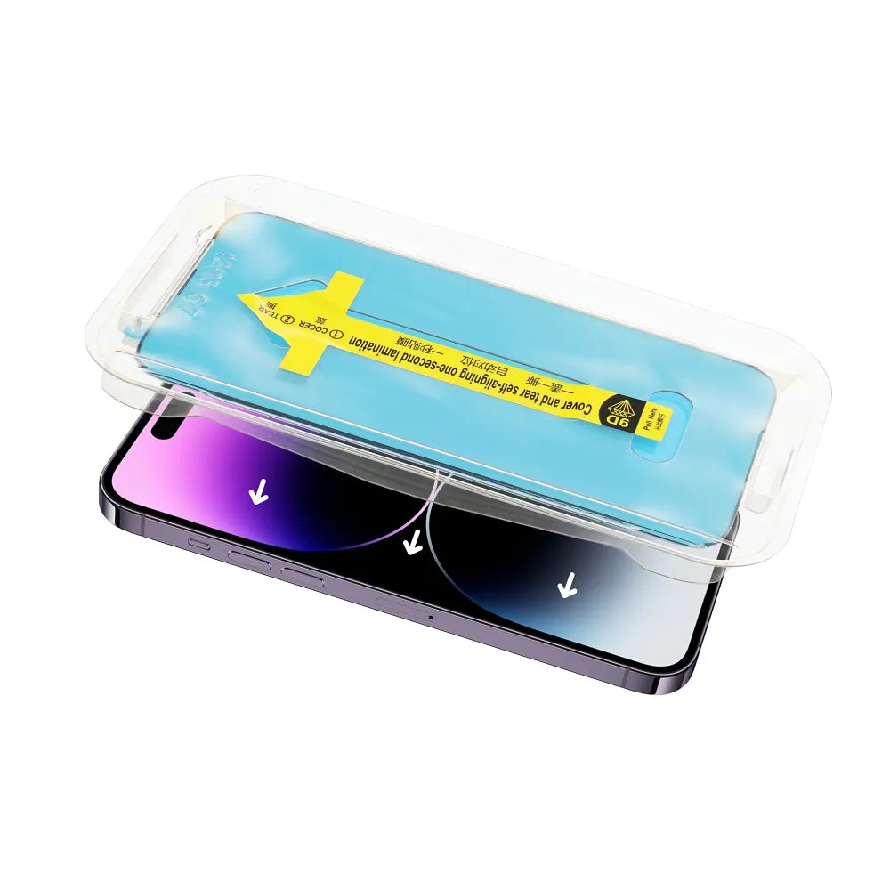 5D popolnoma lepljivo kaljeno steklo za iPhone 15 Pro črno + aplikator