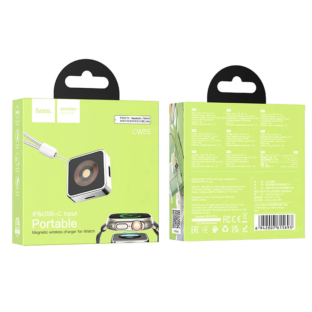 HOCO induktivni polnilec za Apple Watch 2.5W CW55 srebrn
