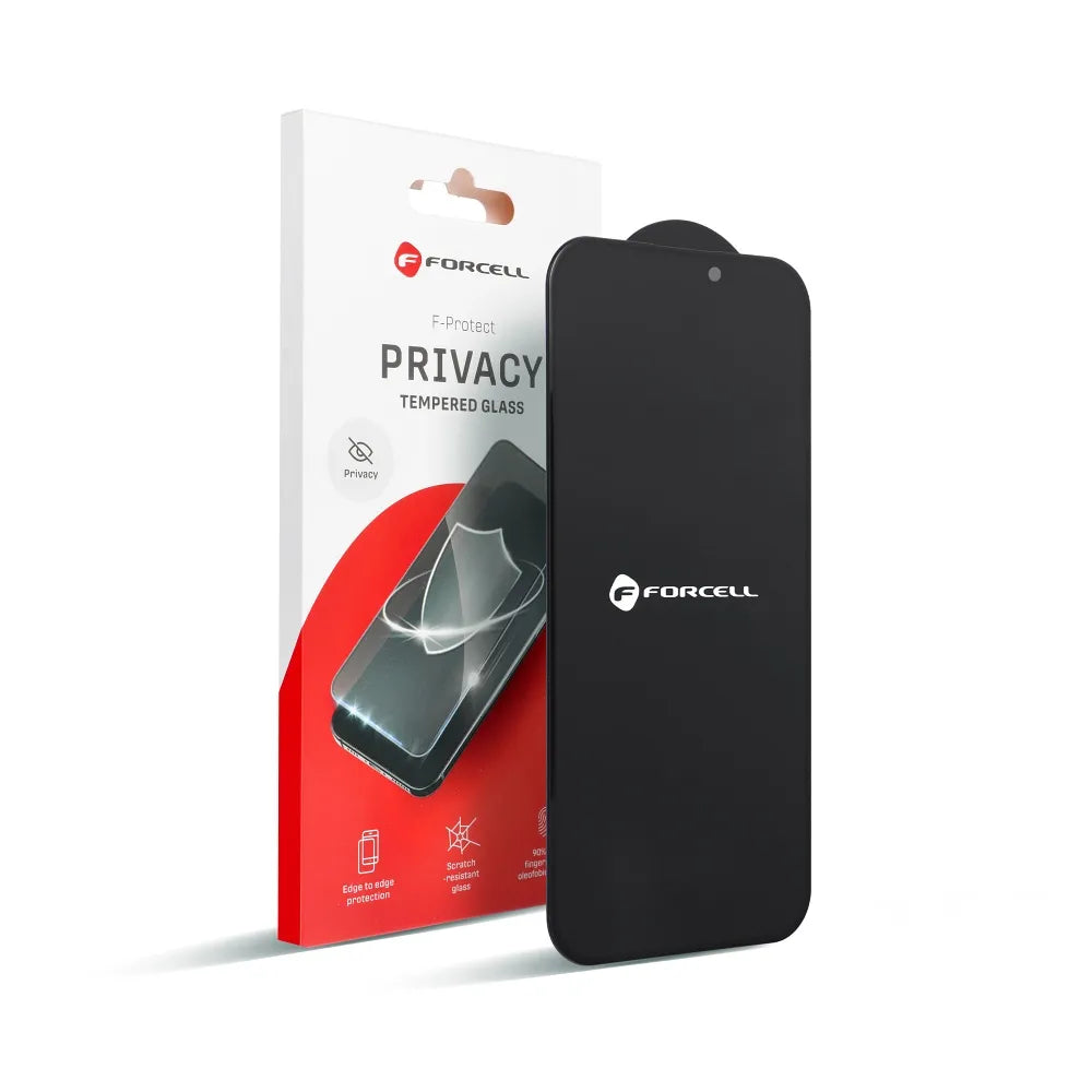 Kaljeno steklo Forcell Privacy Glass Anti-spy za iPhone 16 Plus črno