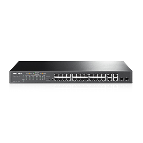 TP-Link T1500-28PCT mrežni prekidač Upravljano L2 Fast Ethernet (10/100) Podrška za napajanje putem Etherneta (PoE) 1U Crno