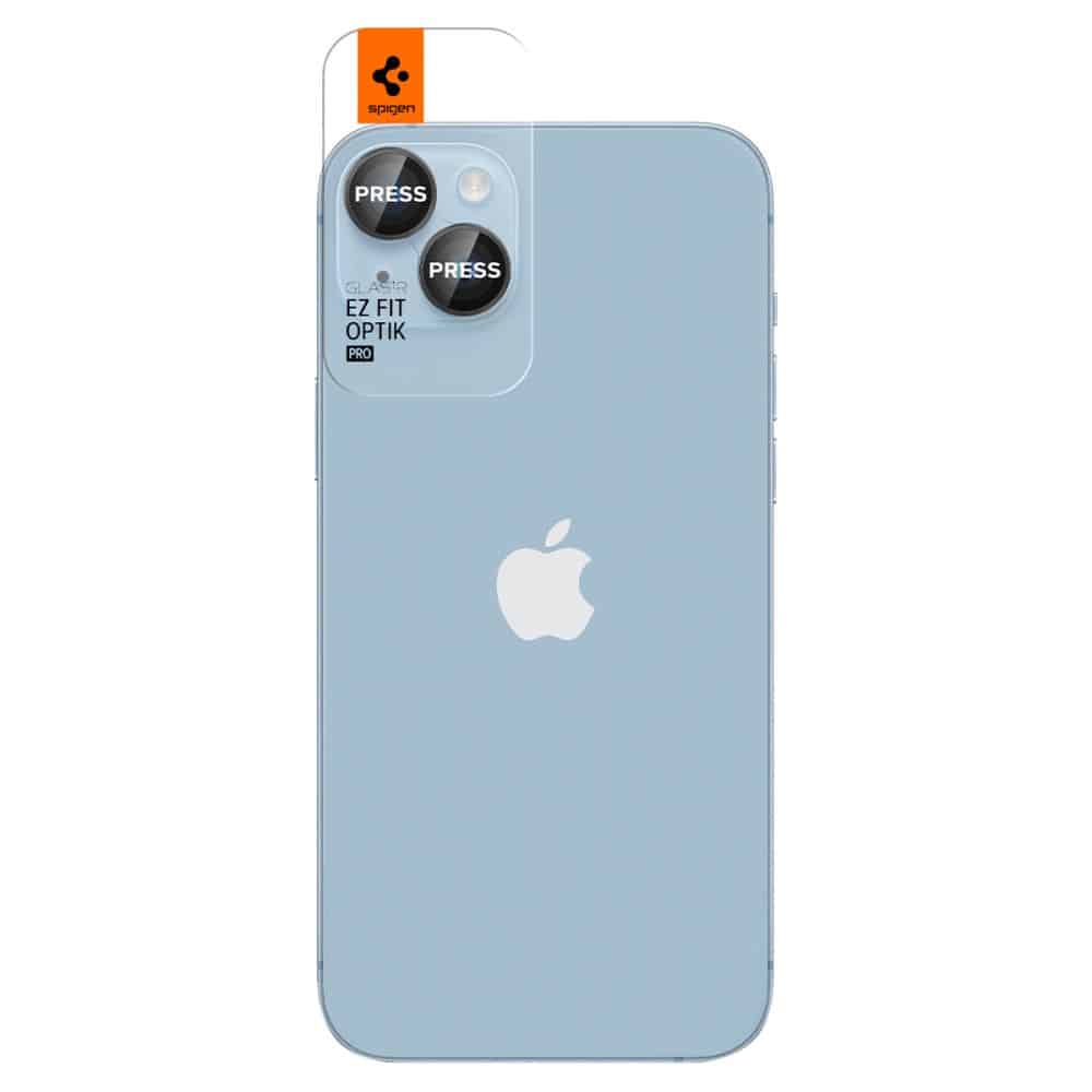 SPIGEN OPTIK.TR EZ FIT ZAŠČITNO KALJENO STEKLO ZA KAMERO 2-KOS ZA IPHONE 14 / 14 PLUS/ 15 / 15 PLUS ČRNO
