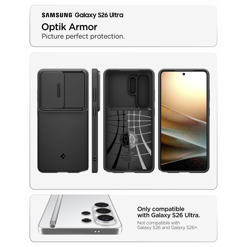 Spigen Optic Armor maska za Samsung Galaxy S26 Ultra crna