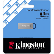 Kingston Technology DataTraveler Kyson USB izbrisivi memorijski pogon 64 GB USB Tip-A 3.2 Gen 1 (3.1 Gen 1) Nehrđajući čelik