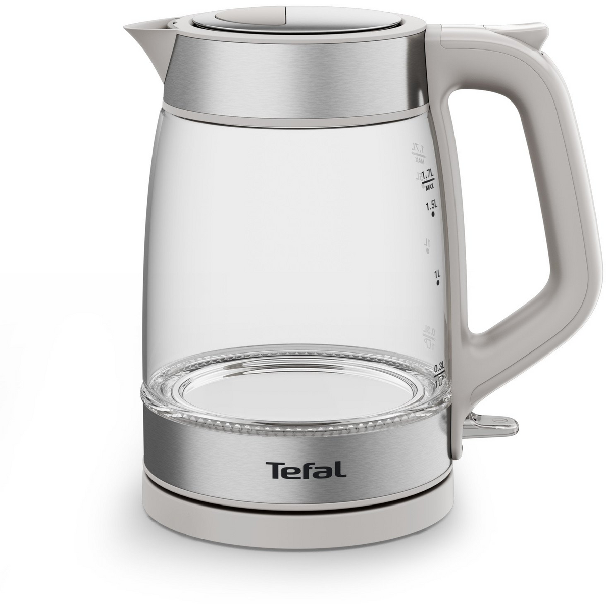 Tefal Glass Kettle KI605B30 električno kuhalo za vodu 1,7 L 2200 W Sivo, Srebro, Prozirno