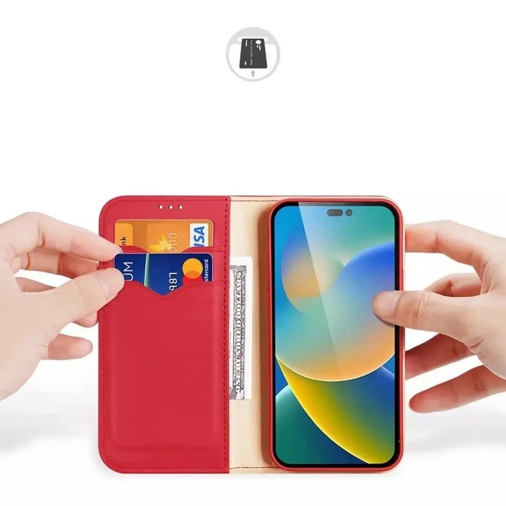 Dux Ducis Hivo etui za knjigo iz usnja za Apple iPhone 15 Pro Max rdeč