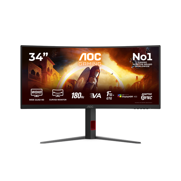 AOC G4 CU34G4CAP računalni monitor 86,4 cm (34") 3440 x 1440 pikseli UltraWide Quad HD LCD Crno, Crveno