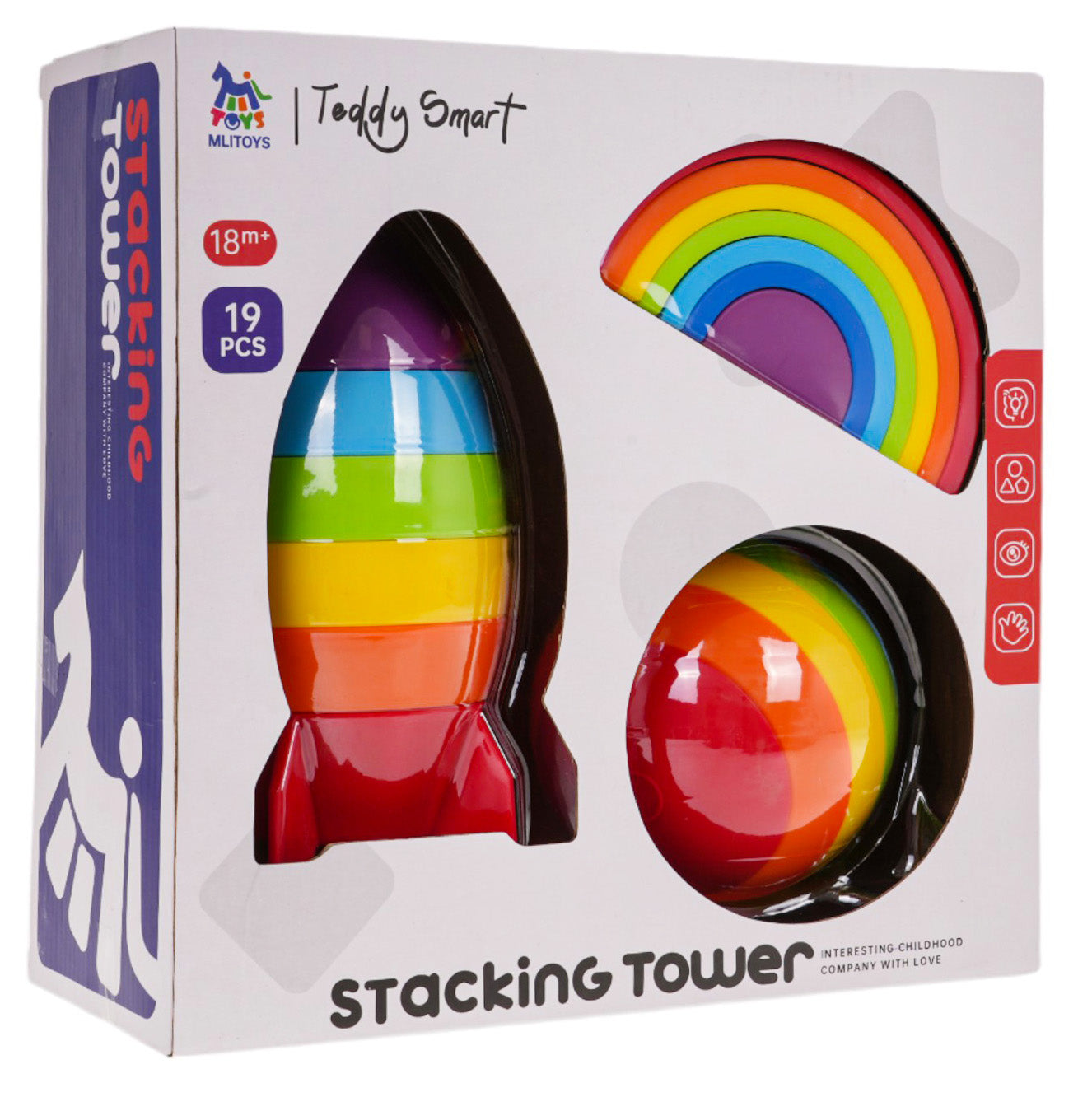Set senzornih igračaka Stasking Tower  - 19 dijelova šareni