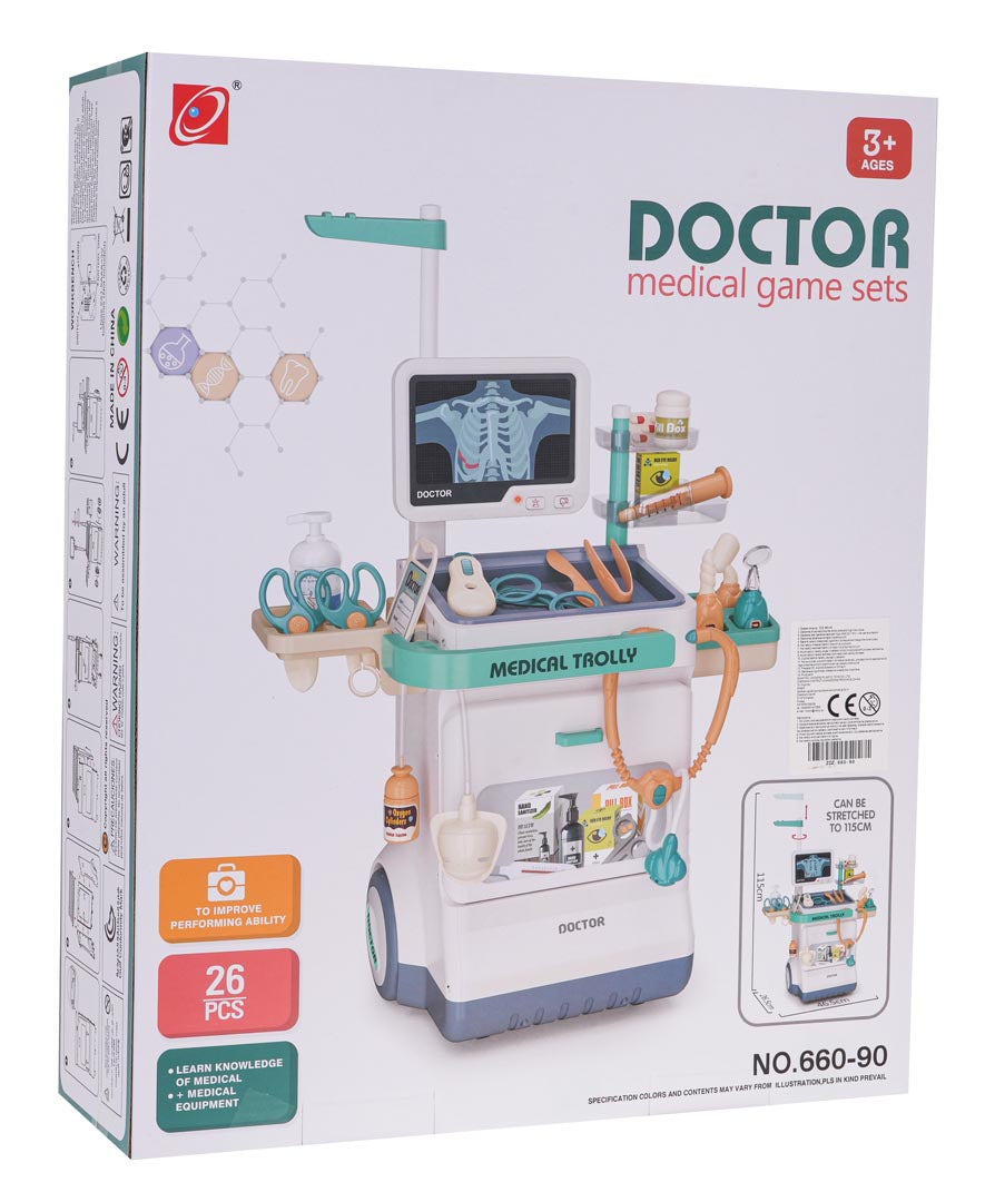 Dječji doktorski set za ECG + rekviziti - plavi