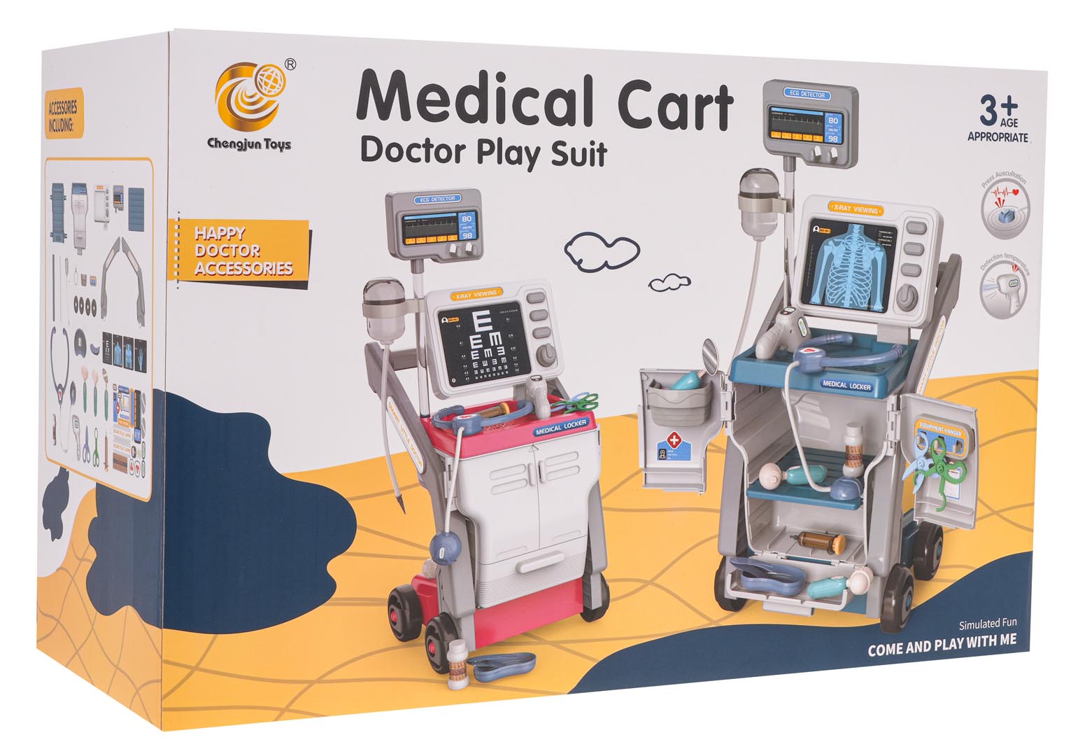 Dječji doktorski set za ECG + rekviziti - plavi