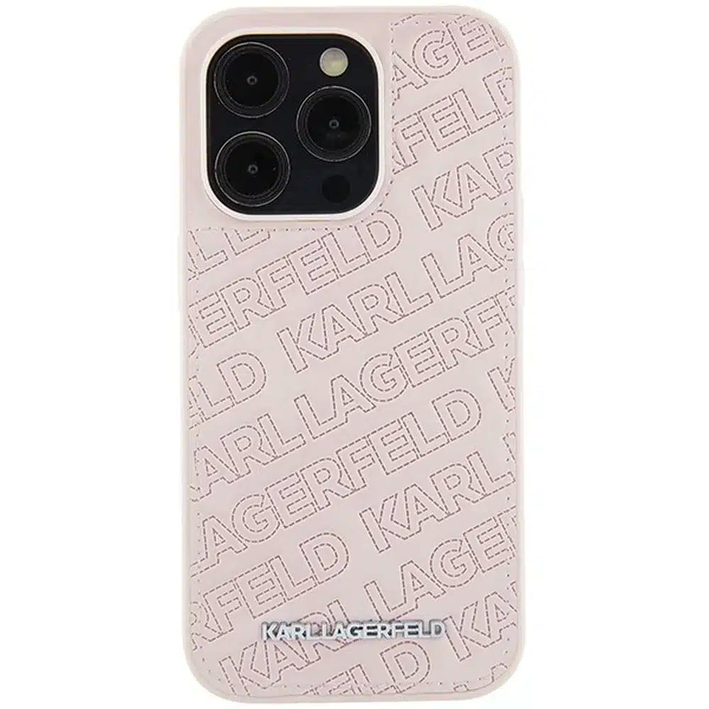 Originalna torbica KARL LAGERFELD Hardcase KLHCP15LPQKPMP za iPhone 15 Pro (prešit vzorec / roza)