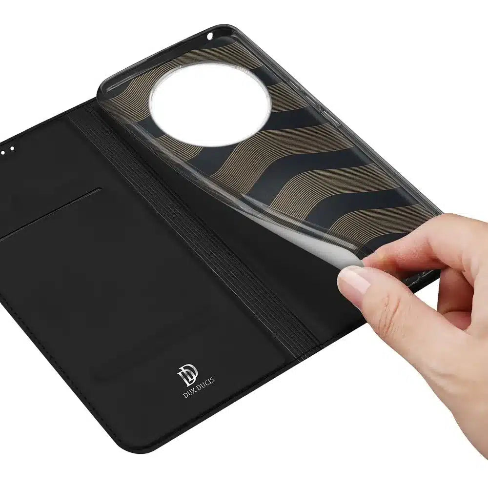 DUX DUCIS Skin Pro – gladka usnjena preklopna torbica za REDMI 14C črna