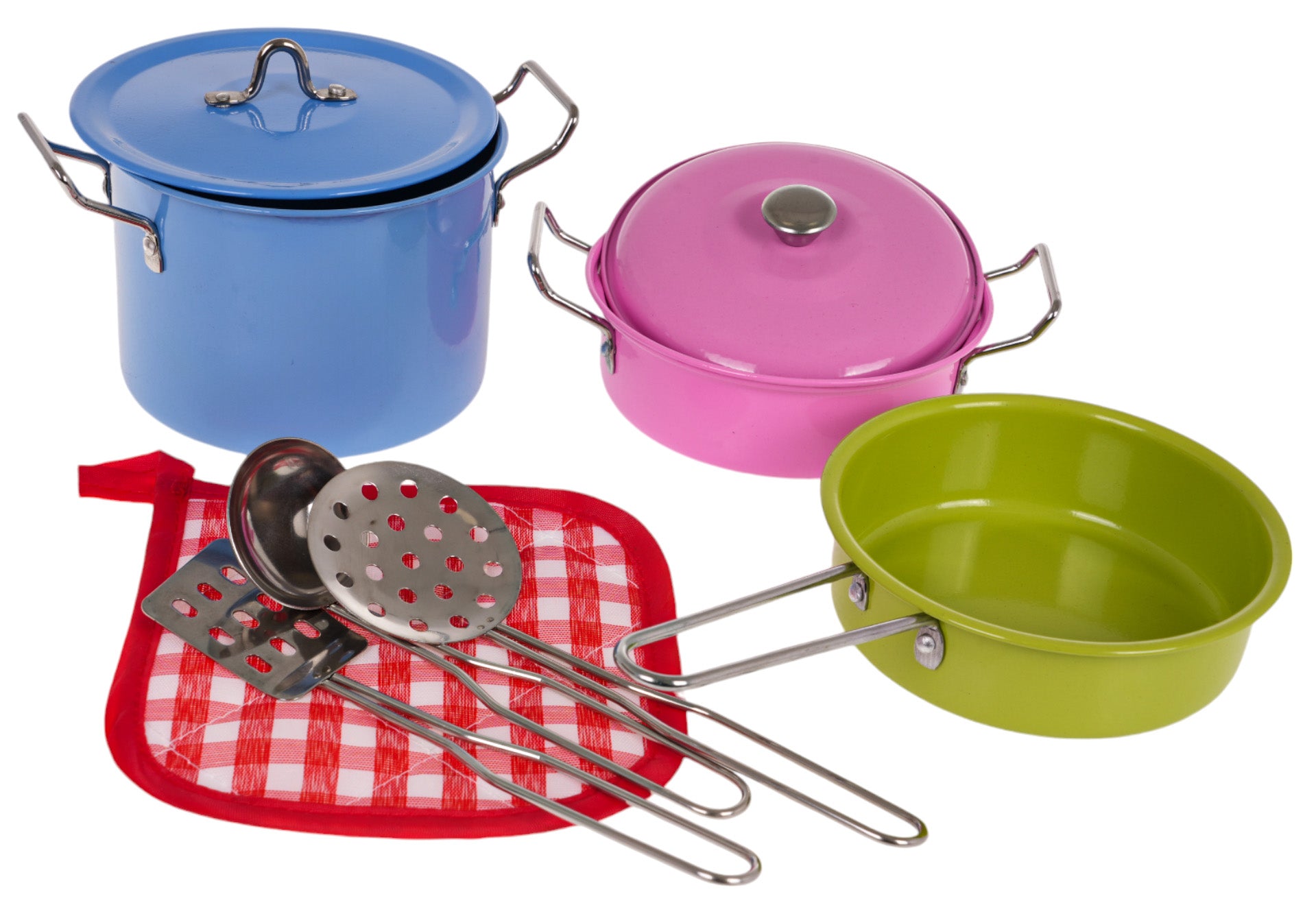 Set metalnih lonaca za igru + dodaci - šareni