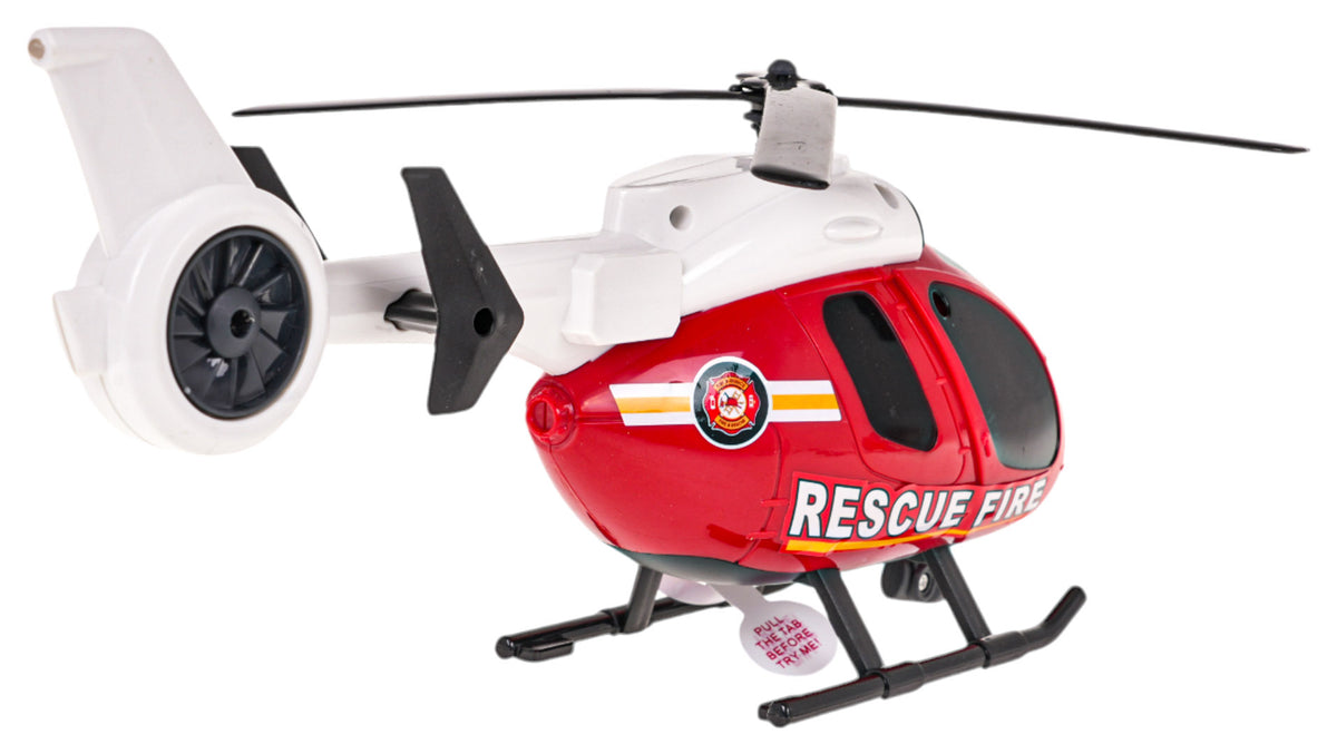 Helicopter + Fire Department Car Set