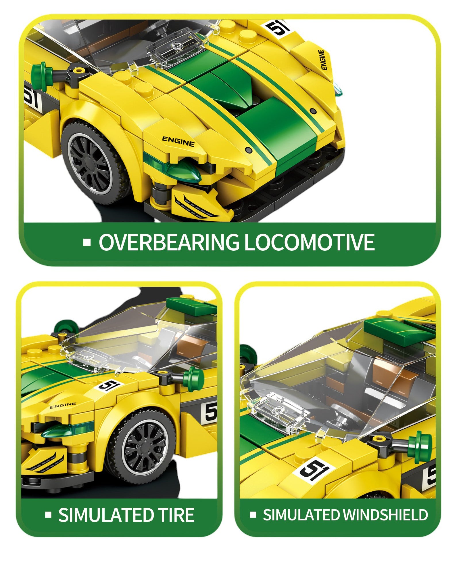 Sports Car Brick Set Yellow 368 pcs.